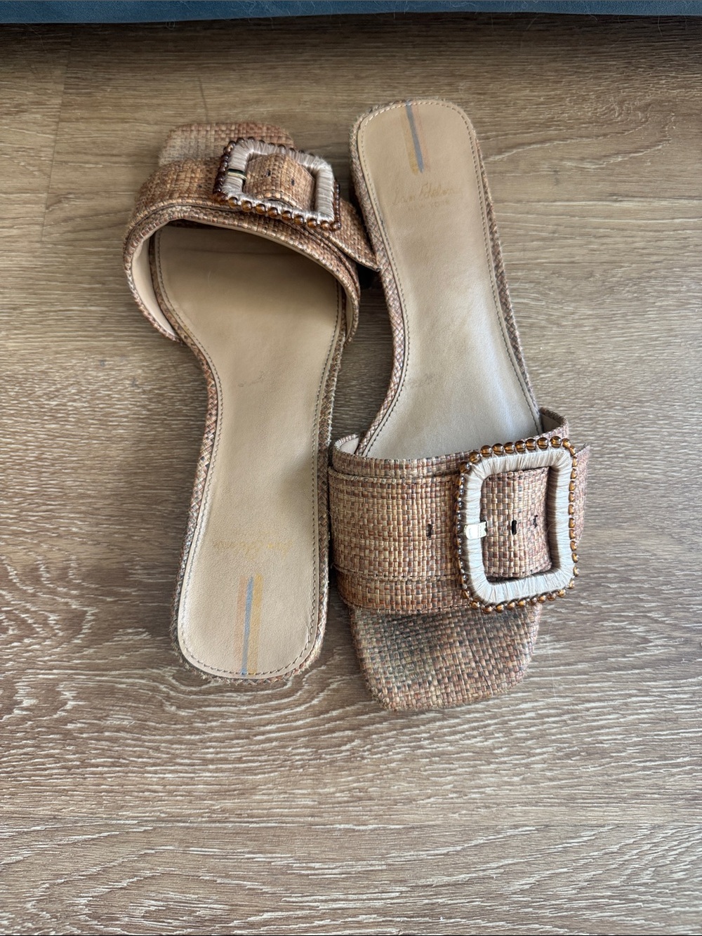 Sam Edelman Woven Buckle Slide Sandals - Brown